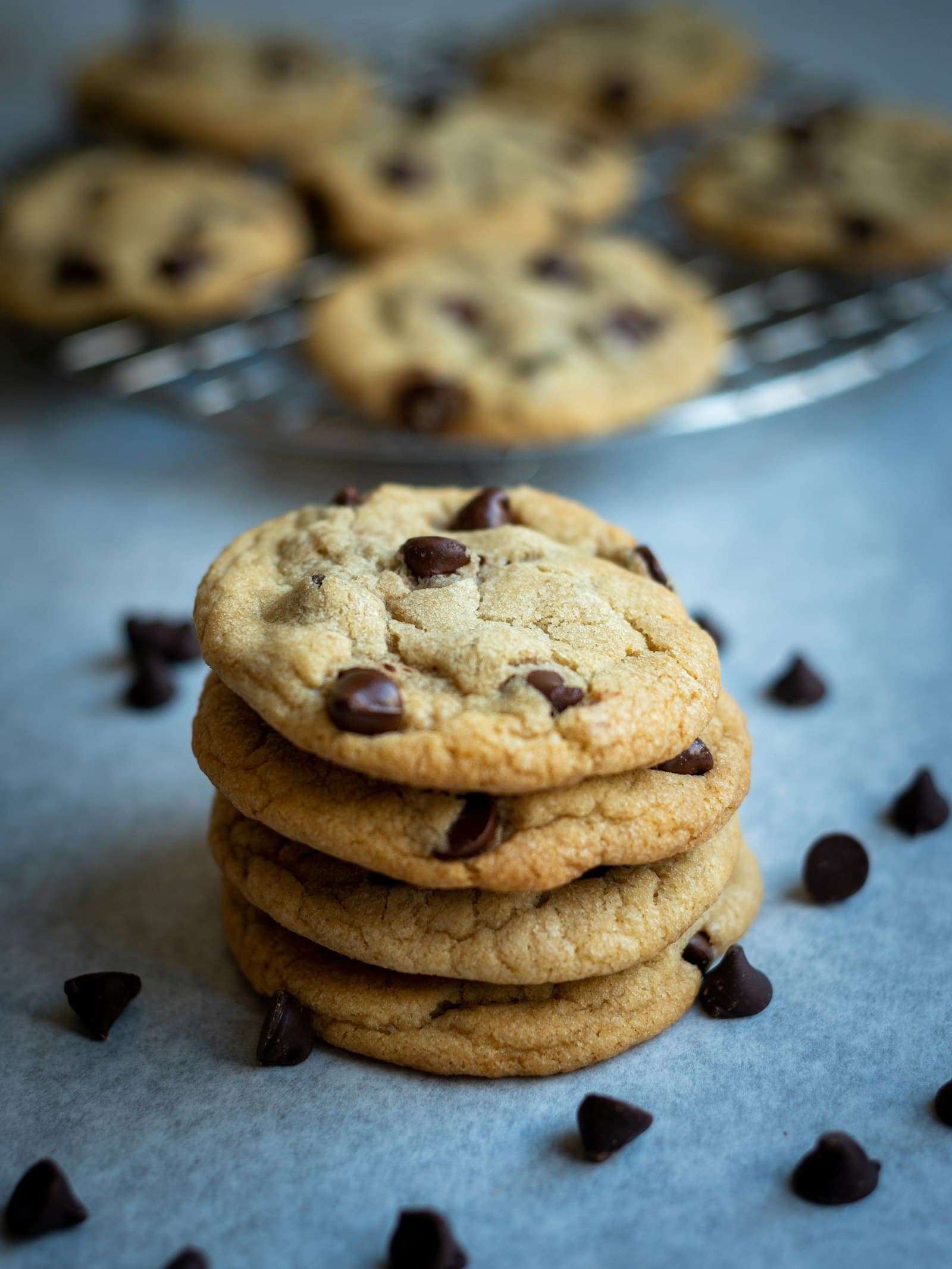 A stack of golden, soft-centred cookies.